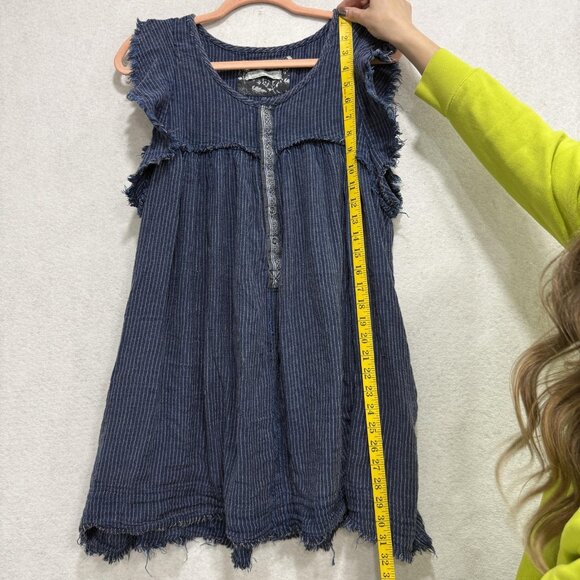We The Free by Free People Dress Womens Medium Blue Sleeveless Raw Hem Boho - Picture 3 of 9